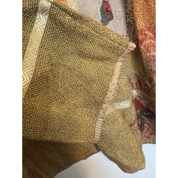 Vintage Flashback Cardigan Sweater Women’s L Floral Patchwork Button-Down Orange - Picture 4 of 5